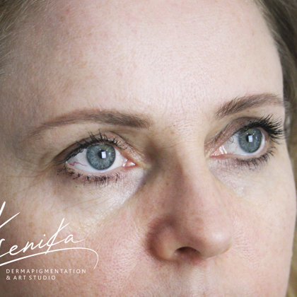 healed result after 1 session of pmu; powder tehnique