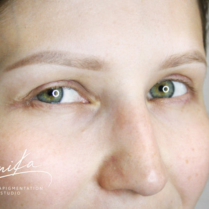 healed result after 1 session of pmu; powder tehnique