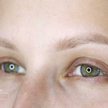 healed result after 1 session of pmu; powder tehnique