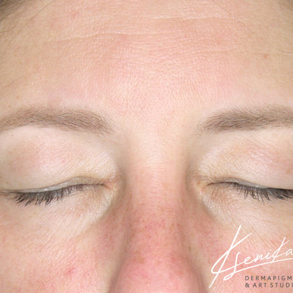 healed result after 1 session of pmu; powder tehnique