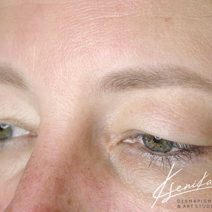 healed result after 1 session of pmu; powder tehnique