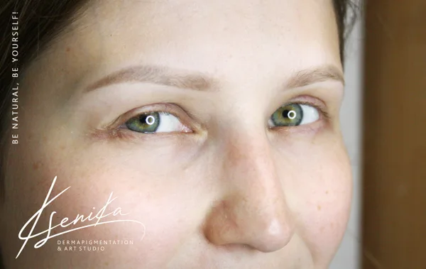 healed result after 1 session of pmu; powder tehnique