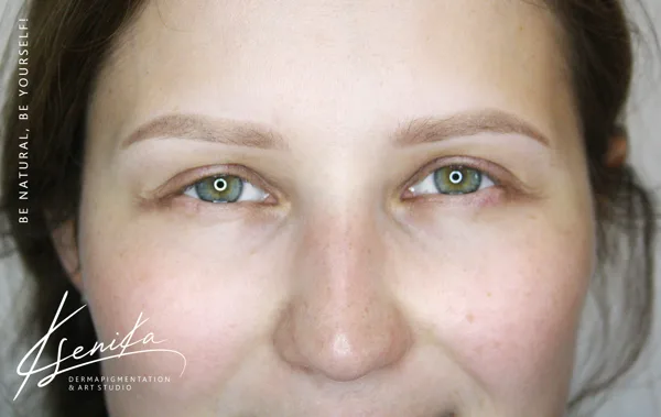 healed result after 1 session of pmu; powder tehnique