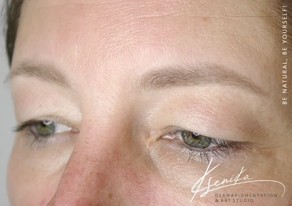 healed result after 1 session of pmu; powder tehnique