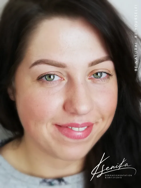 healed result; brows & lips pmu; powder & watercolor tehnique